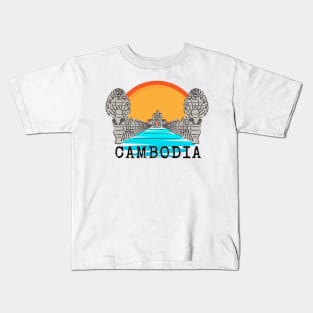 Angkor Thom Majesty: Cambodia's Ancient Wonder -- Sunset Edition V3 Kids T-Shirt